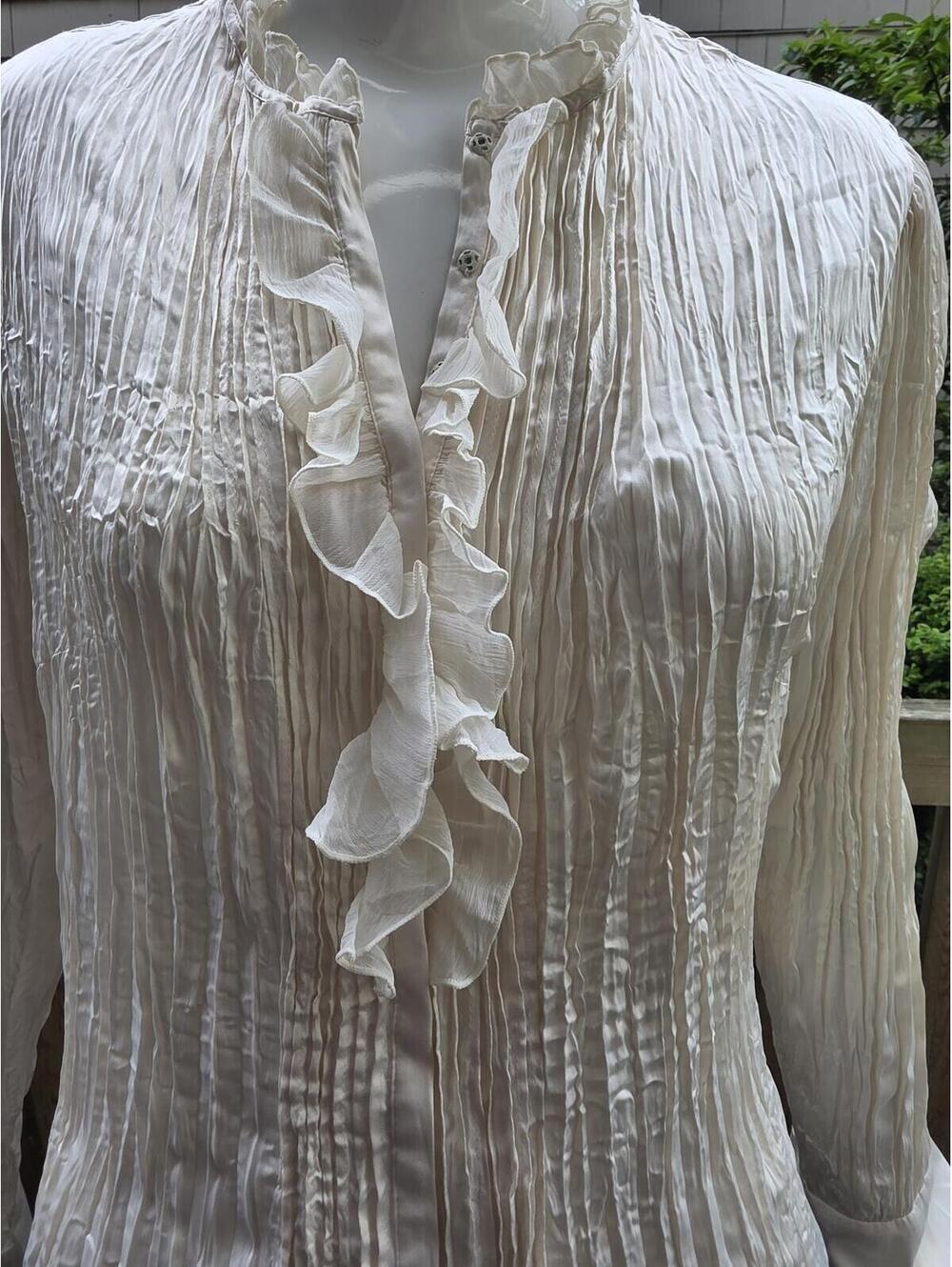 Vintage Peter Nygard Pleated Ruffle Front Blouse Size 14 Romantic, Victoriana - Picture 8 of 14